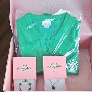 Alpha Kappa Alpha Knit Dress With Ivy Necklace And Bracelet